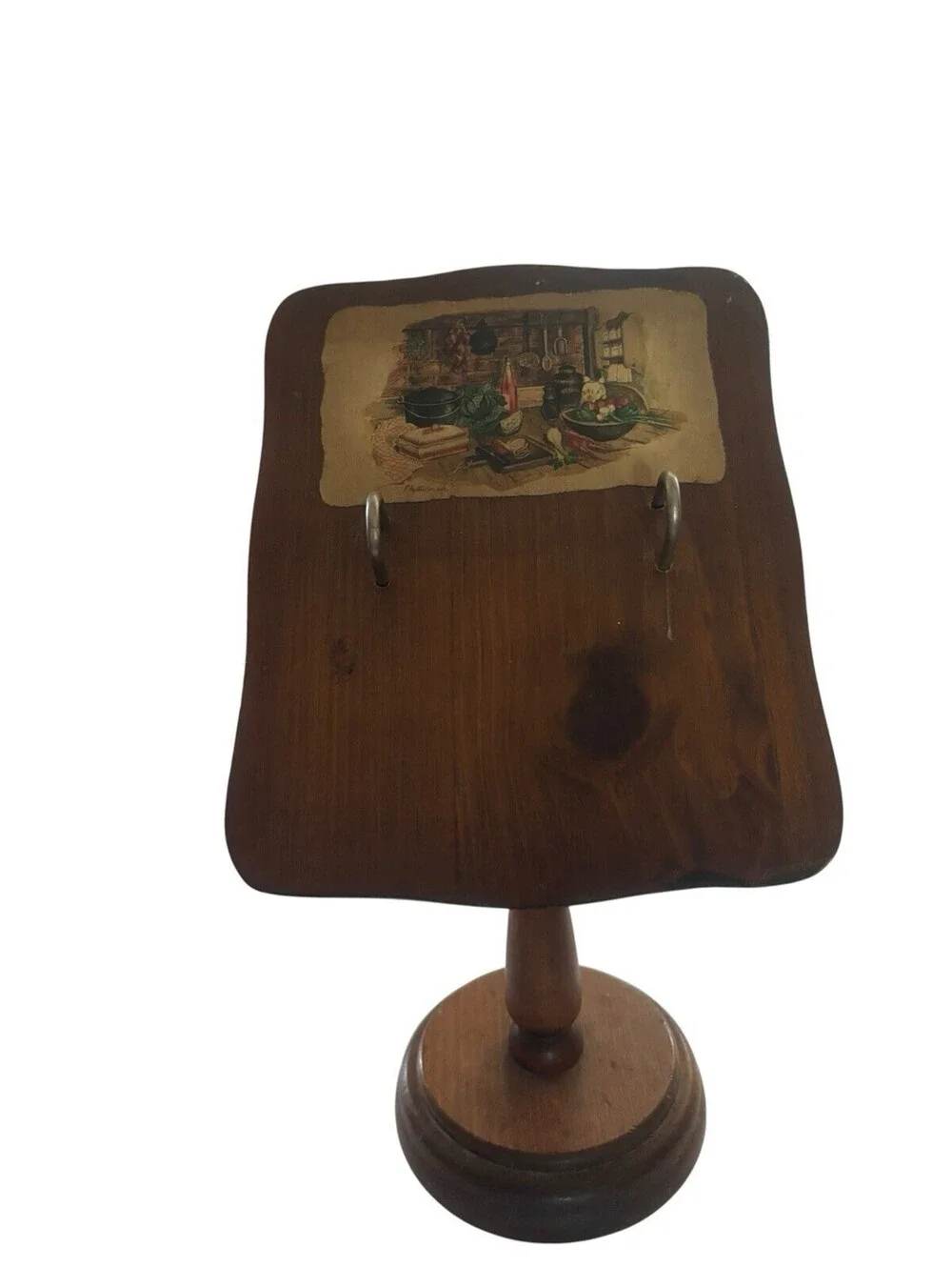 Vintage Wooden Recipe Book Holder Stand With Pages. 1960s.